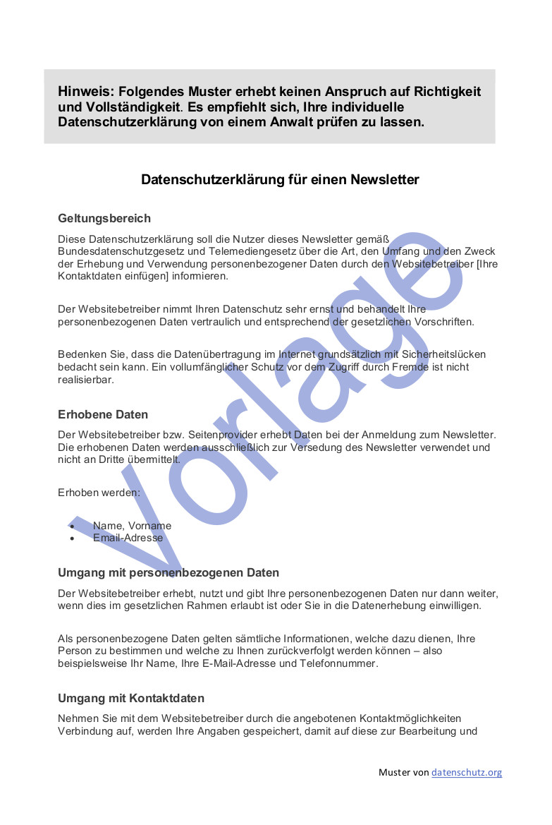 Datenschutz Beim Newsletter Versand I Datenschutz 21