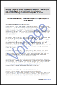 Vorschau: Dtaenschutzerklärung für Google Analytics